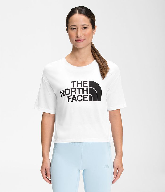 The North Face T-Shirts Dames Korte Mouw Half Dome Cropped LFMJ24985 - Wit